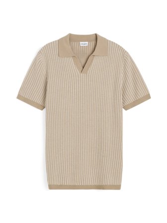 John Henric Men's Beiges gestreiftes Strickpolo Size XL