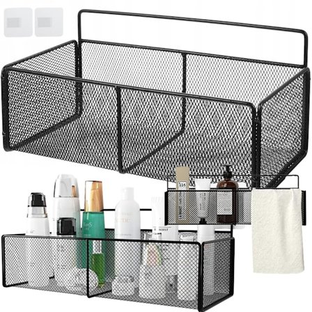 Hængende kurv metalorganisator hængende hylde køkken sort Sort