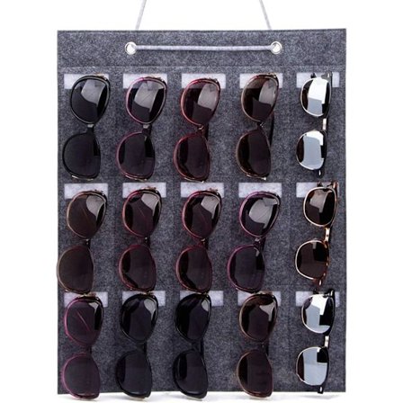 Solbrilleopbevaringspose (grå), vægopbevaring til briller, brilleetui