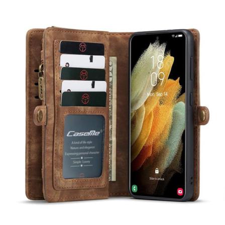 Multiplånbok Caseme 11-kort Samsung Galaxy S21 Brun