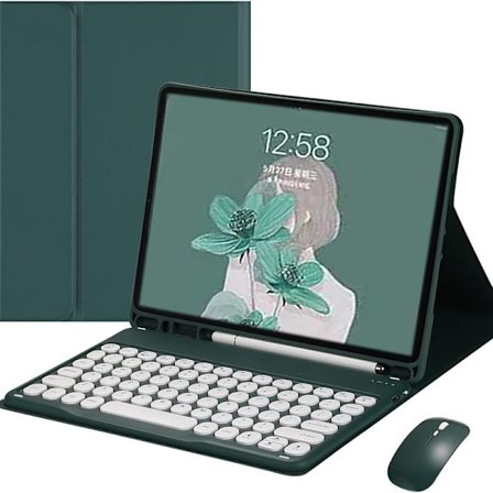 Tangentbordfodral med musfärgat tangentbord retro runda knapplock söta