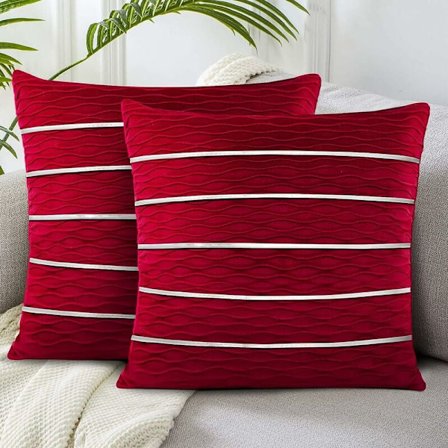 Fløjls pudebetræk bløde behagelige stribede firkantede dekorative sofa puder P