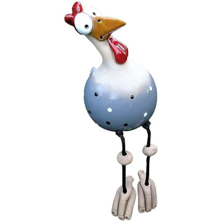 Harmaa keraaminen kana puutarhakoriste eläinhahmo puutarhapistoke nurmikon koristeet ja puutarhaveistokset