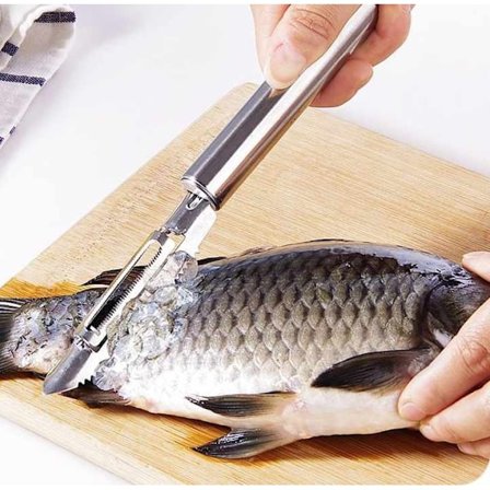 Fiskfjällsborttagare/Fiskfjällare - Rostfritt Stål Rak Sågtandad