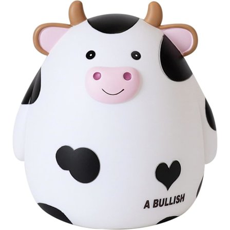 Ko Piggy Bank, Piggy Bank til drenge og børn, sød møntkrukke stor Piggy Bank, plastik dyr pengebank fødselsdag drenge og piger (hvid