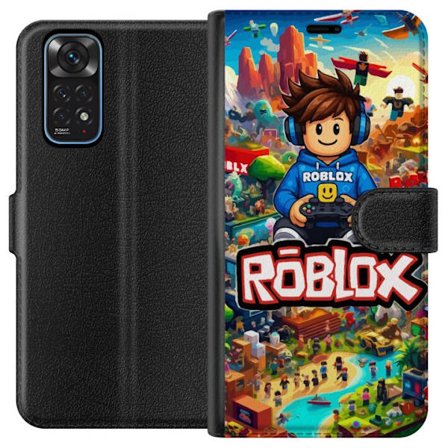 Yhteensopiva Lompakkokotelo Xiaomi Redmi Note 11 Roblox-maailma, jossa on pelihahmoja ja värikkäitä seikkailuja täynnä toimintaa ja lentäviä aj