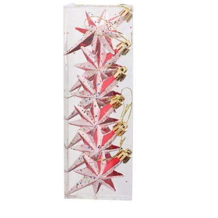 Joulukuusen koriste monikärkinen tähti viisikärkinen tähti erikoismuotoinen joulukuusen koristetarvikkeet punainen ja valkoinen tähtiriipusB