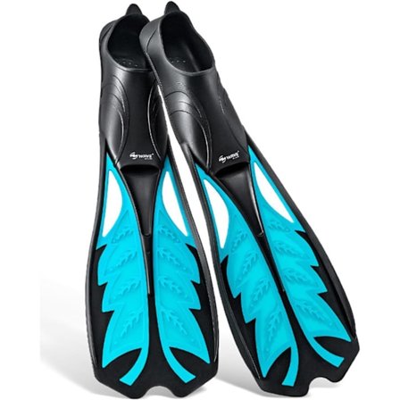 Svømmefødder til voksne med skridsikre såler - Dobbelt dræningstræningsfinner til snorkling, dykning og svømning, professionel sparkeeffektivitet
