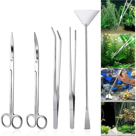 Akvarie Aquascaping Kit 5 i 1 Rustfrit Stål Akvarium Tank Sæt Tang Saks Spatel