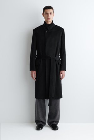 COS Men's Tailored Wool Long Coat in Black