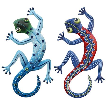 Metal Gecko Udendørs Skulptur Håndlavet Kunst Have Gård Håndværk Statue Hjem Vægdekoration