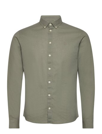 Cfanton 0053 Bd Ls Linen Mix Shirt Tops Shirts Casual Green Casual Friday