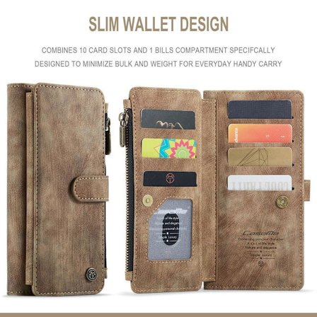 (Til Samsung A53 5G) CaseMe C30 pung flip-telefoncover med 10 kortpladser, stativ og lynlåslomme