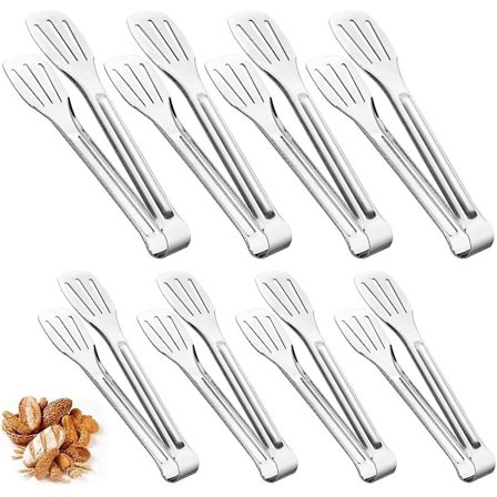 8 stk. rustfrit stålkøkkentænger, kagetænger, grilltænger, madtænger, serveringstænger til servering, madlavning, bagning, stegning, buffet, salat (2 