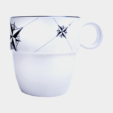 Melamine coffee/tea cups Marine Business Northwind, non-slip, white/blue, 32 cl / 320 ml, 6-pack