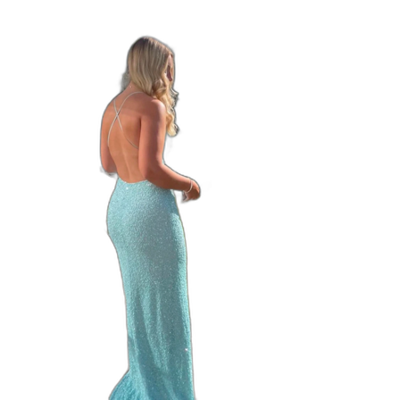 Ljusblå glittrig långklänning/balklänning