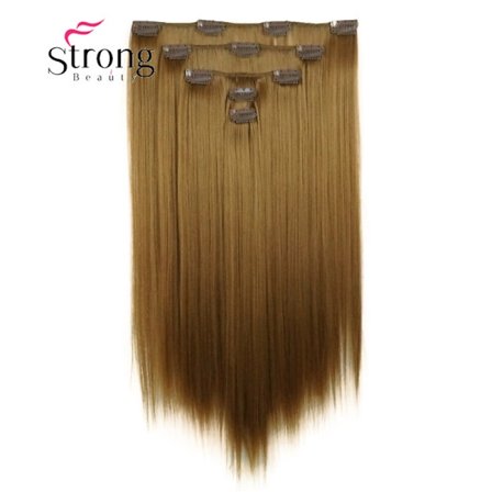 StrongBeauty 20" rakt syntetiskt klämma i hårförlängningar 5 individuella delar för flera stilar.140g