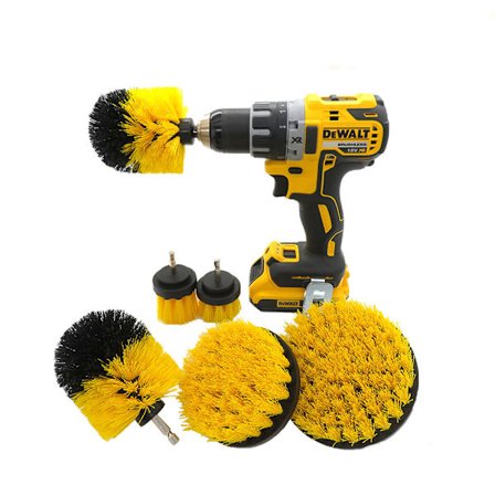 6st Bilhjul Däck Fälg Scrub Rengöringsborste Drill Kit Tvätt tvätt Verktygsrengöring(gul)