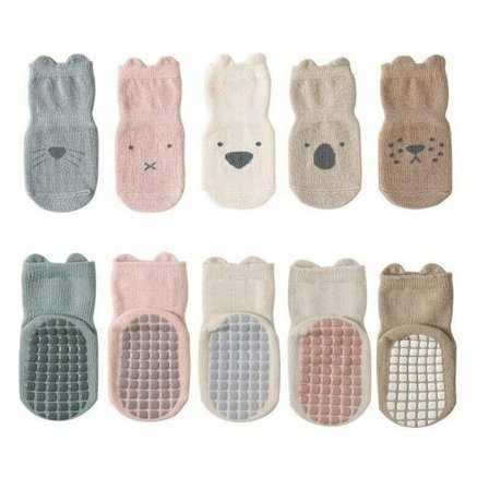 5pairs Autumn Winter Baby Sock Children Floor Socks Combed Cotton Non-Slip Toddler Sock