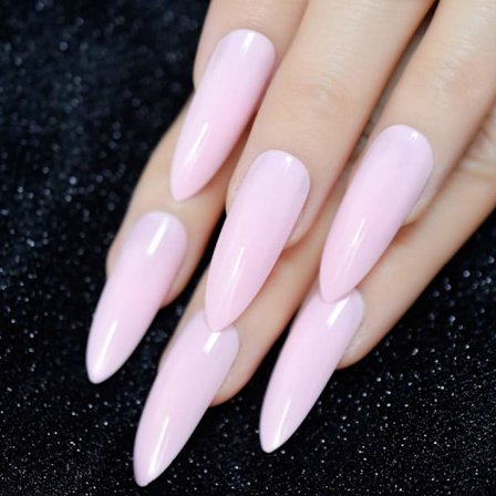 Lyse Rosa Party Løsnegler Ekstra Lange Løsnegler Tynne GEL Stiletto Ekstremt Solid Farge Negltipper med Selvklebende Klistremerke