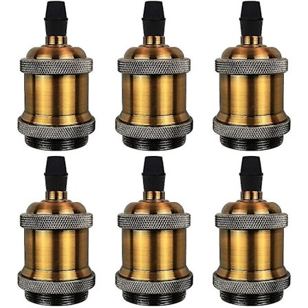 E27 lamphållare. Vintage hängande lampa. Adapter i massivt keramik. 6 st mässingsuttag