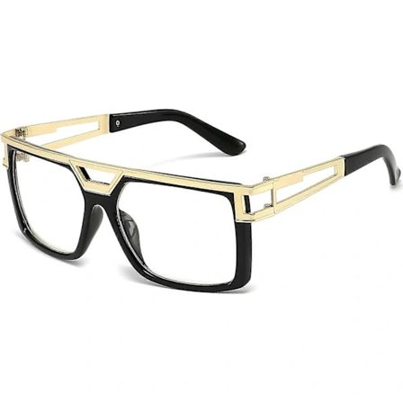 Firkantede briller uten styrke med klare glass for menn og kvinner, legering, falske briller