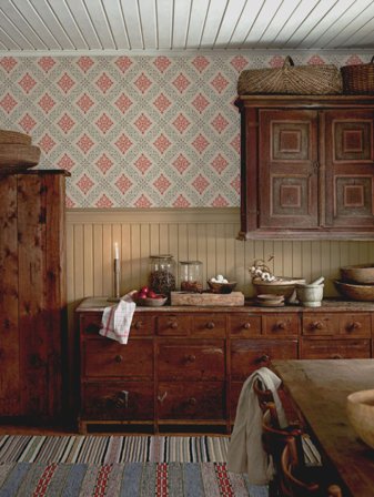 Duro Tapet, Dellen Classic Paper 006-13 Gammalsvenska Papper, L, Röd, Färg & tapeter