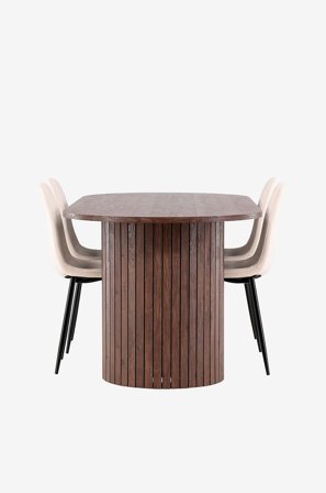 Venture Home - Härön-ruokapöytä ja Polar-ruokapöydän tuolit - Beige - Ruokailuryhmät - - Homeroom