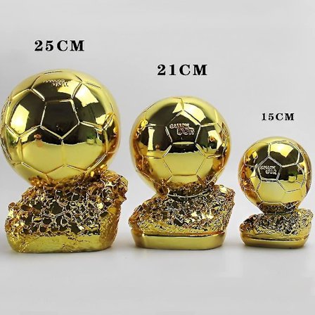 Harpiks Ballon d'Or-trofé, gullbelagt, fotballutmerkelse, beste spiller, pokaler, fans, hjemmeinnredning, pynt, 16 cm