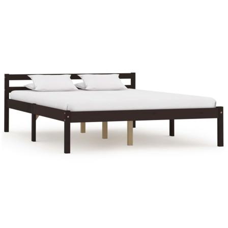 Vidaxl Sängram Med 4 Lådor Mörkbrun Massiv Furu 140x200 Cm Brun