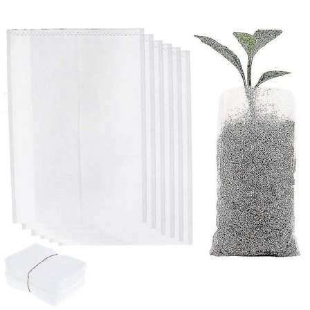 200 stk. Planteposer til dyrkning af planter, planteskole, ikke-vævede, biologisk nedbrydelige poser til haven, 8 x 10 cm