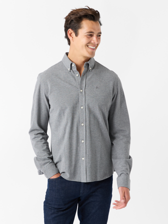 MATCH - Dominique pique skjorte - Jean Paul - Str. XL - Herre - Skjorter - Grå - 100% bomull