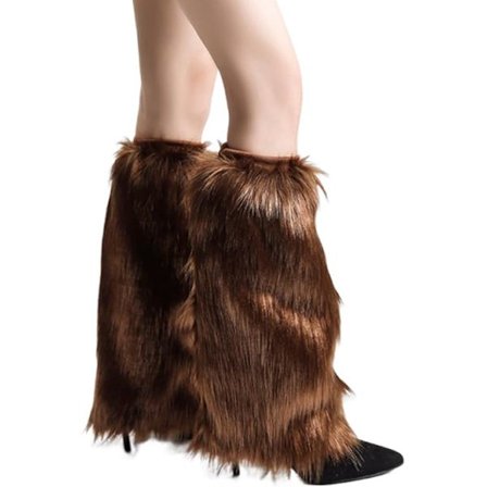ING Dame Fuskepels Leggvarmere Fuskepels Overstøvler 30cm i Brun Myke og Varme Knestrømper for Høst og Vinter Innendørs og Utendørs Bruk