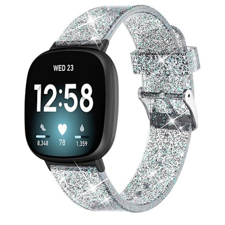 Glittrigt Fitbit Versa 3/Sense klockarmband - Svart