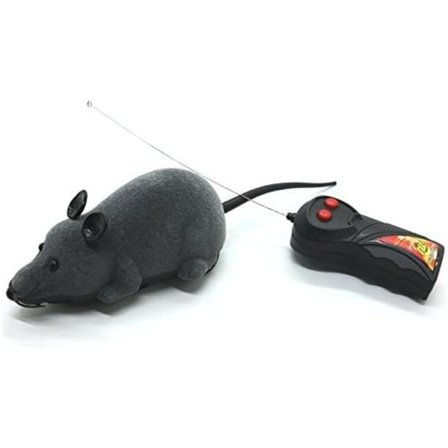 Elektronisk fjernbetjening rotte, simuleringsmus legetøj til kat hund barn, grå