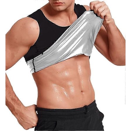 Svettvest for menn, polymer vest, saunadrakt, treningsvest, XXL-3XL