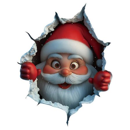 3D Julemand Vægklistermærker Jule Vægdekorationer, Julemanden Giver Gave-FA-