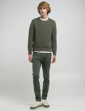 Replay Anbass Trousers Slim Hyperflex Colour Xlite - Khaki green - 33 x 32