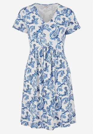 Cellbes of Sweden - Trikåklänning med fickor - blå / paisley - för damer - 46/48