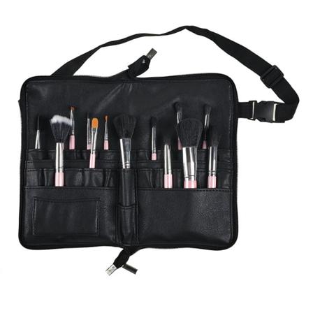 Män kvinnor Fanny Pack Midjeväska Stor Kapacitet Pu Makeup Brush Photo Studio Makeup Tool Förvaring Black
