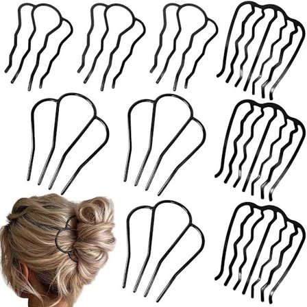 9 stk. - metalkam - hårklemme - hårnål - hårklemmer - U-formet sidekam