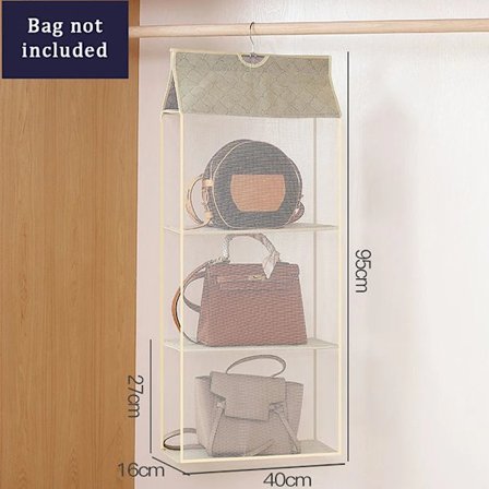 Hængende opbevaringspose til håndtasker, støvpose, 3 lag