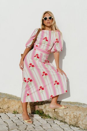 Rita Montezuma x NA-KD Maxiklänning med knytning i ryggen - Randiga klänningar - Flerfärgad - EU 44