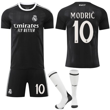 25-26 Real Madrid Barn Vuxen Svart Tränings Fotbollströja Kit med Strumpor