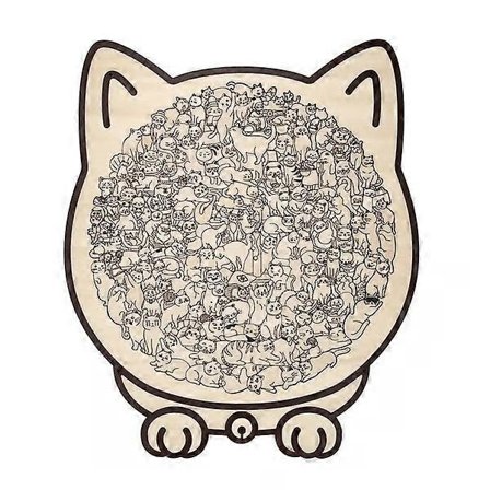 135 stk. Irregulært Morandi-farvet katteformet træpuslespil Unikke dyreformede træpuslespil til voksne børn Ferie fødselsdagsgaveidé (h)