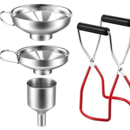 Rustfrit stål sæt, 4-delt syltetøjstragt Påfyldningstragt Sæt med håndtag, klemmer Rustfri tragt til overførsel af krydderier