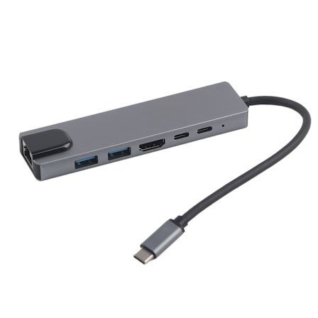 USB C-adapter for MacBook Pro, Multiport-hub med HDMI-utgang 4K-oppløsning, Type C-dokkingstasjon med Ethernet-port SD TF-kort