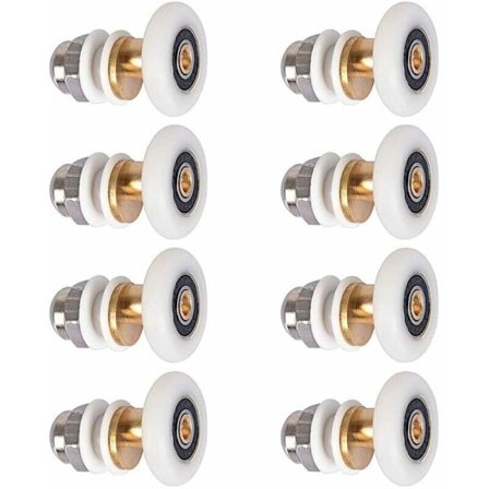 Brusekabinerulle, skydedørshjul, brusekabineruller, udskiftningshjul til rulle med 27 mm hjuldiameter, 8 stk.