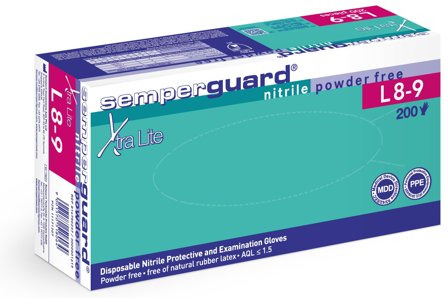 Semperguard Xtra Lite L8-9 Engangshandske nitril, pulverfri S, Tøj