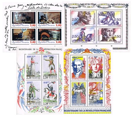 4 franske miniark postfrisk